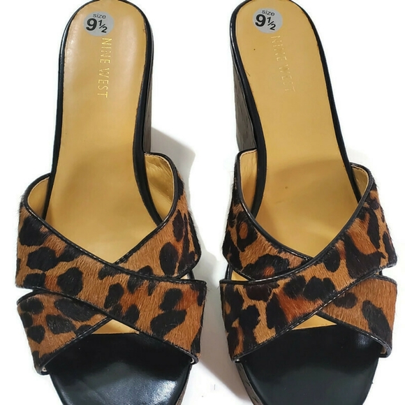 nine west leopard sandals
